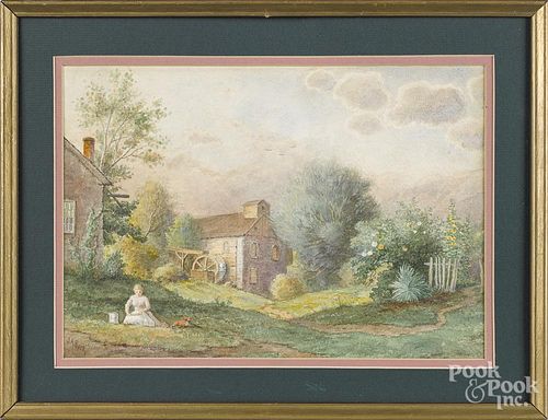 Julius Augustus Beck (American 1831-1915), watercolor landscape, signed lower left, 9'' x 13''