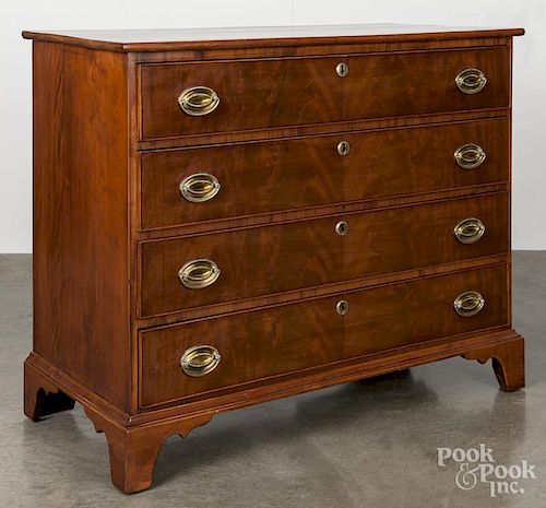 New England Chippendale mahogany and birch chest of drawers, late 18th c., 33'' h., 38 1/4'' w.