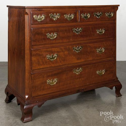 Federal cherry chest of drawers, ca. 1800, with line inlay, 36'' h., 38'' w.