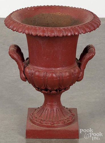 Victorian cast iron garden urn, 20'' h.