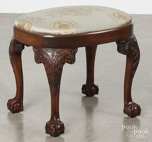 Kindel Chippendale style mahogany foot stool, 17 1/2'' h., 20'' w.