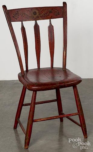 Painted arrowback chair, ca. 1840, retaining an old red surface.