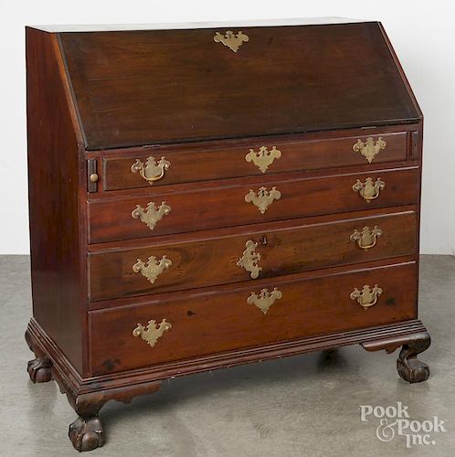 New England Chippendale mahogany slant front desk, ca. 1770, 45 3/4'' h., 44 1/2'' w.