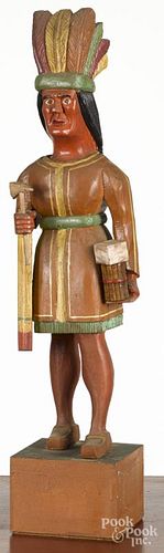 Carved and painted counter top cigar store Indian, mid 20th c., 26 1/4'' h.