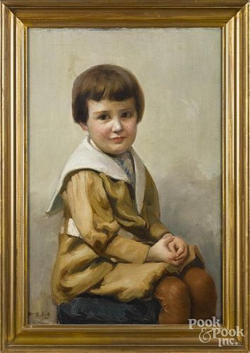 William Rice (American 1854-1922), oil on canvas portrait of a boy, signed lower left and dated '04