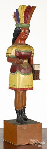 Carved and painted counter top cigar store Indian, mid 20th c., 26 1/4'' h.