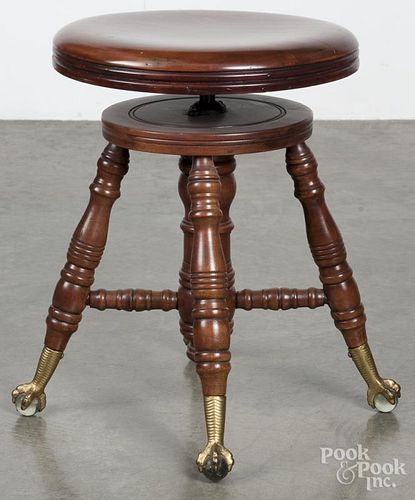 Victorian revolving stool, 19'' x 14''.