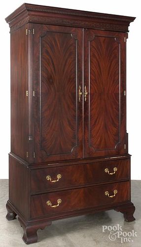 Henkel Harris, mahogany entertainment cabinet, 80 1/2'' h., 42 1/2'' w.