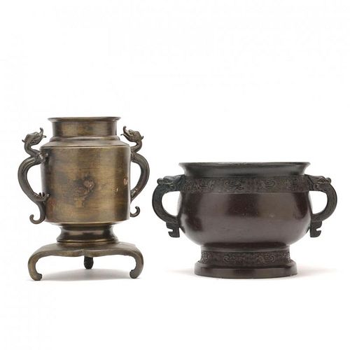 Asian Bronze Bowl and Urn