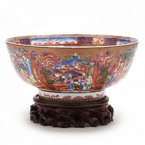 Chinese Export Mandarin Rose Punch Bowl