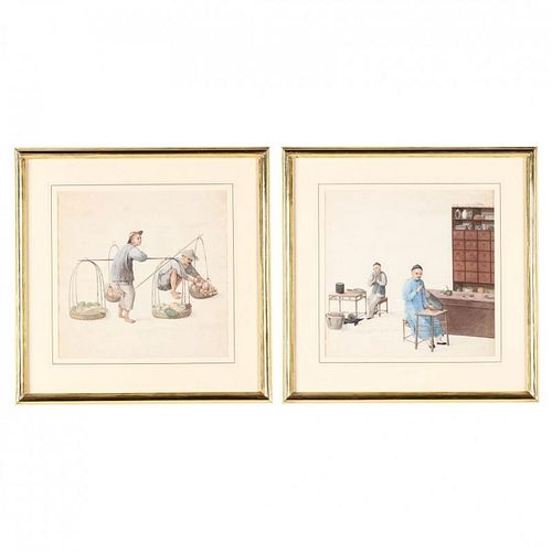 Pair of Chinese Export Paintings of Occupations