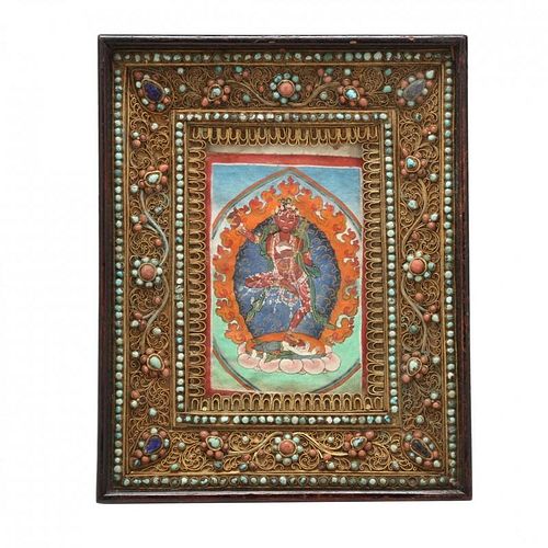 Jeweled Frame with Vajrayogini Painting
