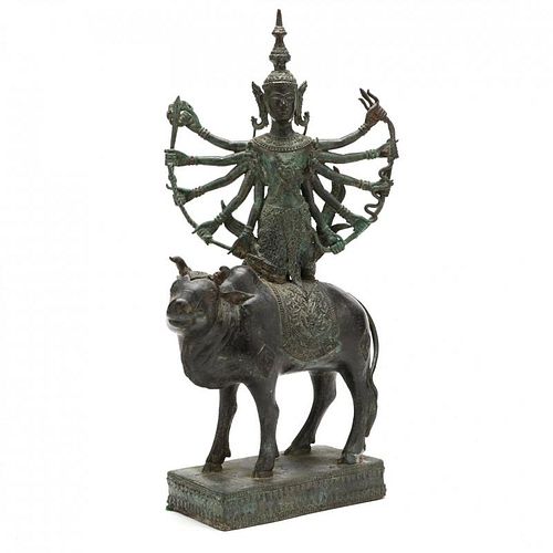 Thai Ten Armed Shiva Riding On Nandi