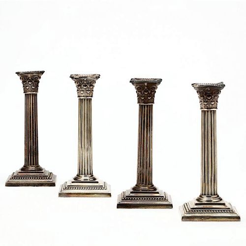 Set of Four Gorham Sterling Silver Corinthian Column Candlesticks