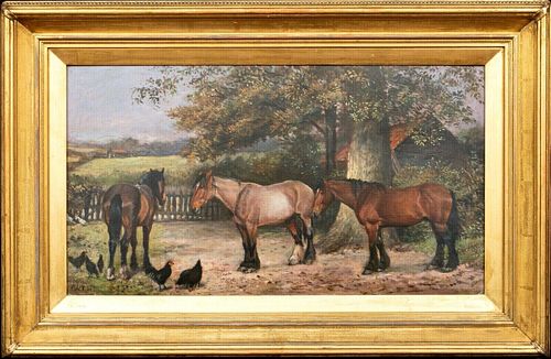 HORSES RESTING OIL PAINTING