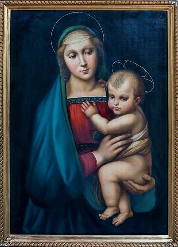MADONNA & CHILD OIL PAINTING