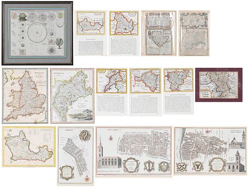 Group of 14 Maps of Great Britain, Framed Celestial Map