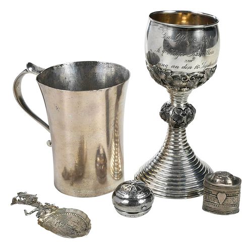 Five Continental Silver Table Items