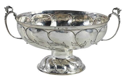German Silver Two Handle Footed Bowl