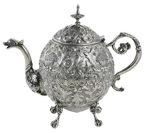 Netherlands Silver Footed Teapot
