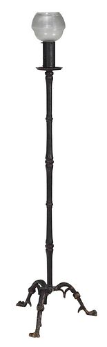 Arts and Crafts Black Painted Brass Floor Lamp