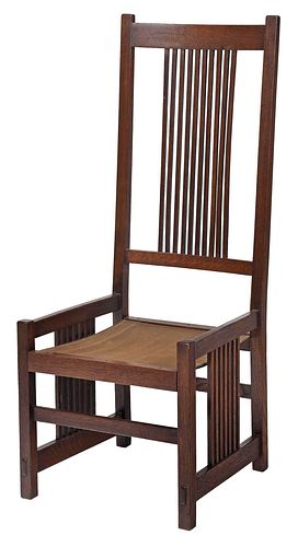 Prairie School Arts and Crafts Oak Side Chair