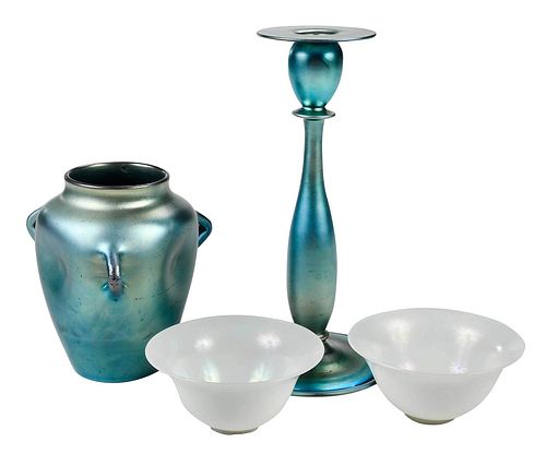 Four Steuben Style Glass Table Items