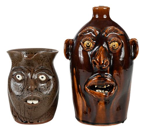 Two Southern Pottery Face Jugs