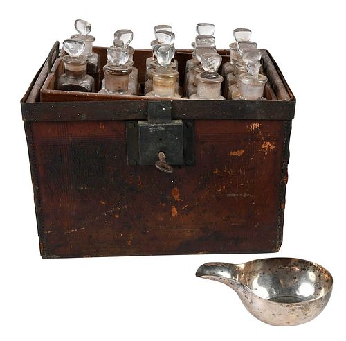 19th Century Medicine Box with 18 Bottles