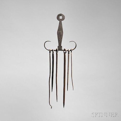 Wrought Iron Skewer Holder with Skewers