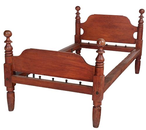 American Classical Red Painted Low Bedstead