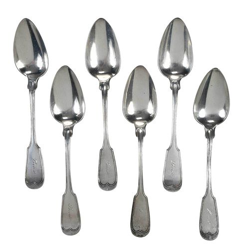 Set of Six Georgia Coin Silver Tablespoons