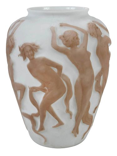 American "Bacchanalia" Glass Vase