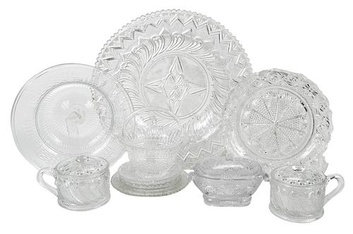 12 Clear Glass Table Pressed and Molded Table Items