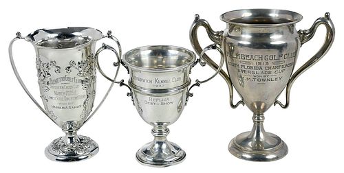 Three Sterling Urn Form Trophies