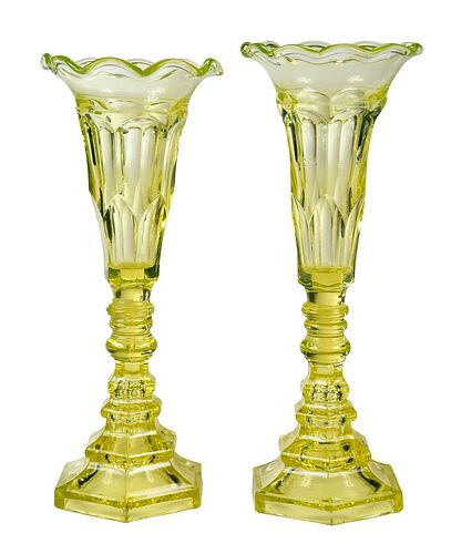Near Pair of Attributed Boston and Sandwich Glass Vases