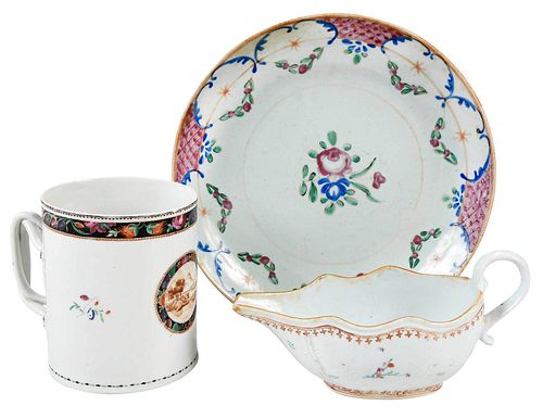 Three Chinese Famille Rose Objects