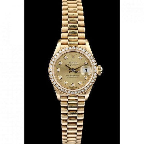 Lady's 18KT Oyster Perpetual Datejust Watch, Rolex