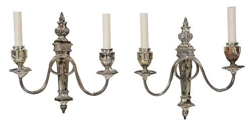 Pair of English Silver Plate Sconces
