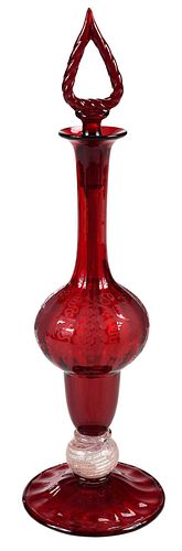 Steuben Selenium Red Glass Perfume Bottle