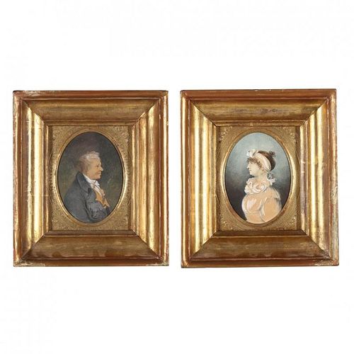 Pair of American or English Portrait Miniatures