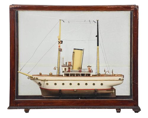 Painted Model Ship "Splendor" Steamboat in Case
