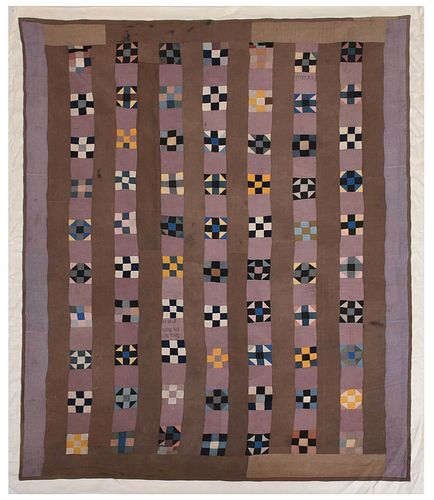 American Folk Art Wrench and Bars Quilt 