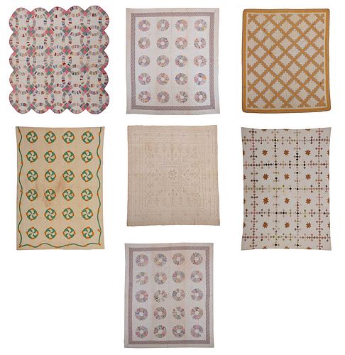 Group of Seven American Quilted Textiles