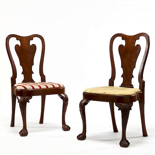 A Pair of Queen Anne Massachusetts Carved Side Chairs