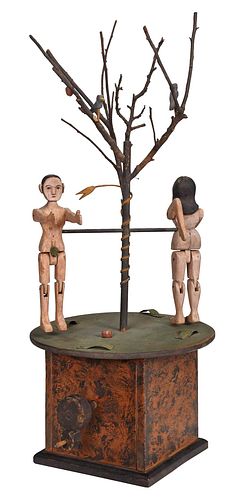 Folk Art Adam and Eve Mechanical Carving