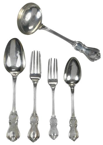 Assembled Set of Charleston Coin Silver Flatware
