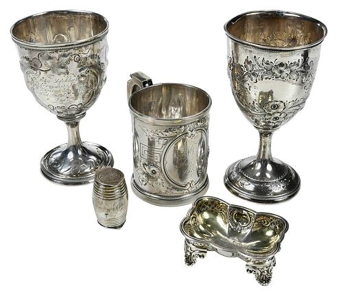 Five Silver Table Items, Some Southern 