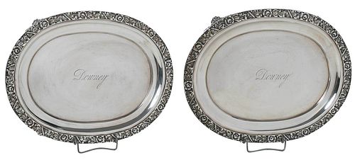 Pair of Coin Silver Salvers, Peter Chitry