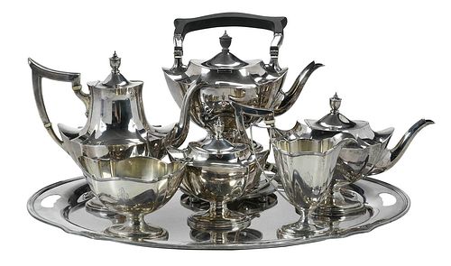 Gorham Sterling Tea Service with Silver Plate Tray